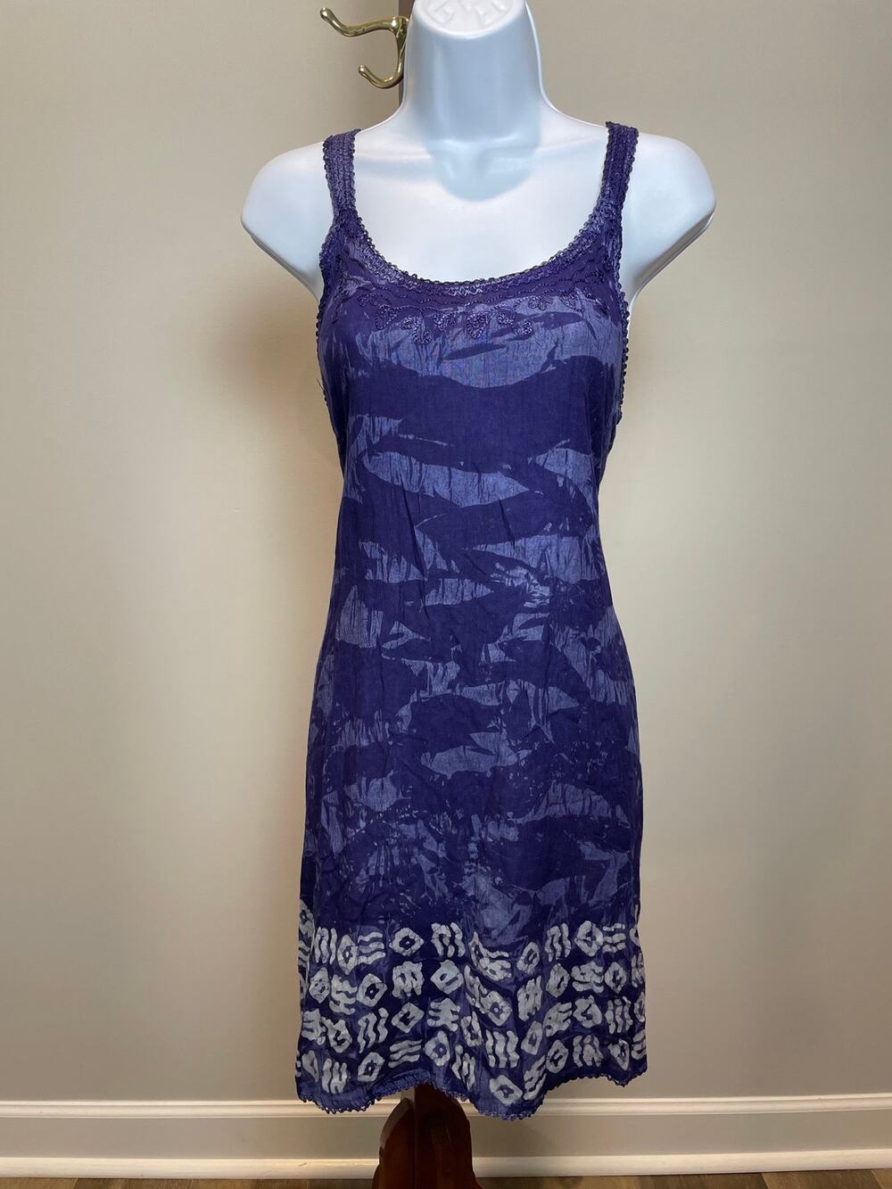 Advance Apparels S/M Purple Embroidered Dress Cover Up Tie Waist Lightweight NWT